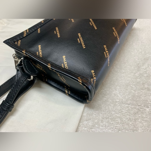 Balenciaga Allover Black Bazar Logo Pochette Shoulder Crossbody Bag - Picture 3 of 16